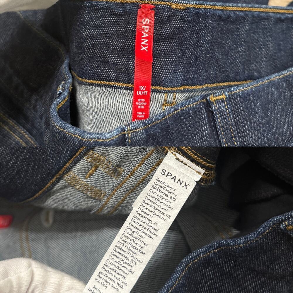 Spanx High Waist Wide Leg Pull-On Jeans in Raw Indigo 30" Inseam size 1X - Picture 3 of 5
